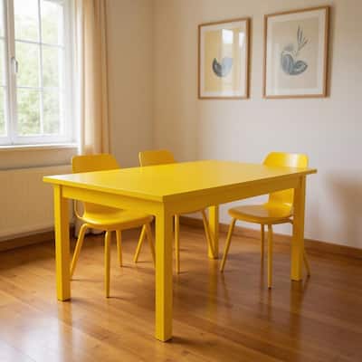 HomeRoots 60" Yellow Solid Wood Dining Table - 60.00 in. x 30.00 in. x 27.00 in.