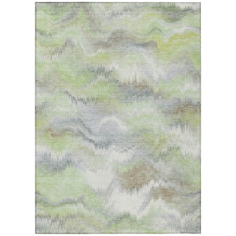 Machine Washable Indoor/ Outdoor Abstract Watercolor Chantille Rug