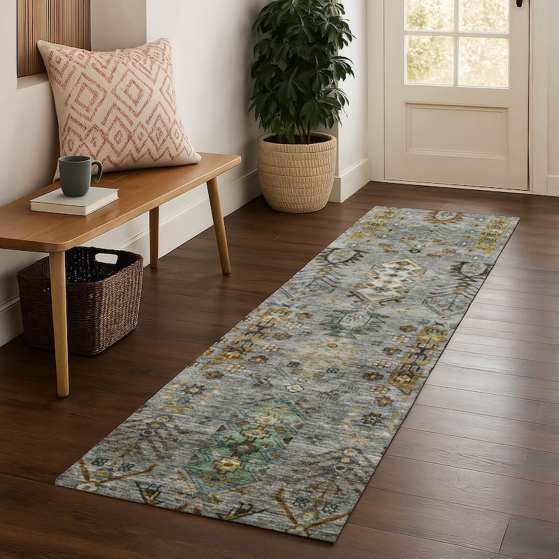 Premium Washable Super Soft Traditional Karachi Mayfield Rug - Pewter - 2'3" x 7'6"