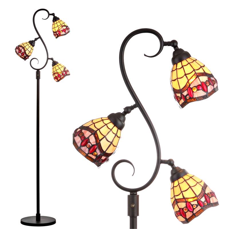 Walker Tiffany-Style 70.5" Multi-Light LED Floor Lamp, Bronze by JONATHAN Y - 70.5" - Bronze
