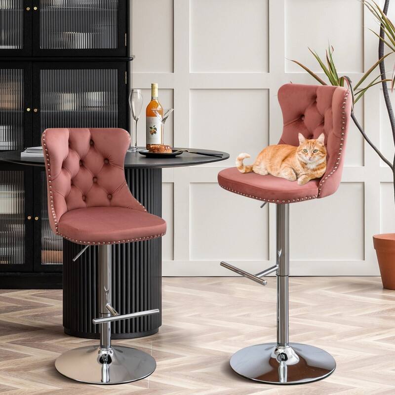 Swivel Foam Barstools Adjusatble Seat Set of 4