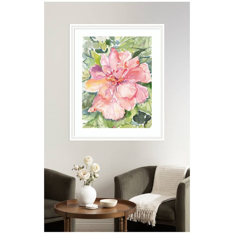 Kate and Laurel Framed Art Pink Hibiscus In Antigua by Patricia Shaw