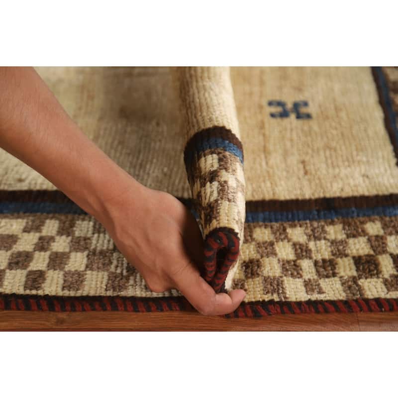 Natural Dye Gabbeh Persian Vintage Area Rug Handmade Wool Carpet - 3'3"x 5'5"