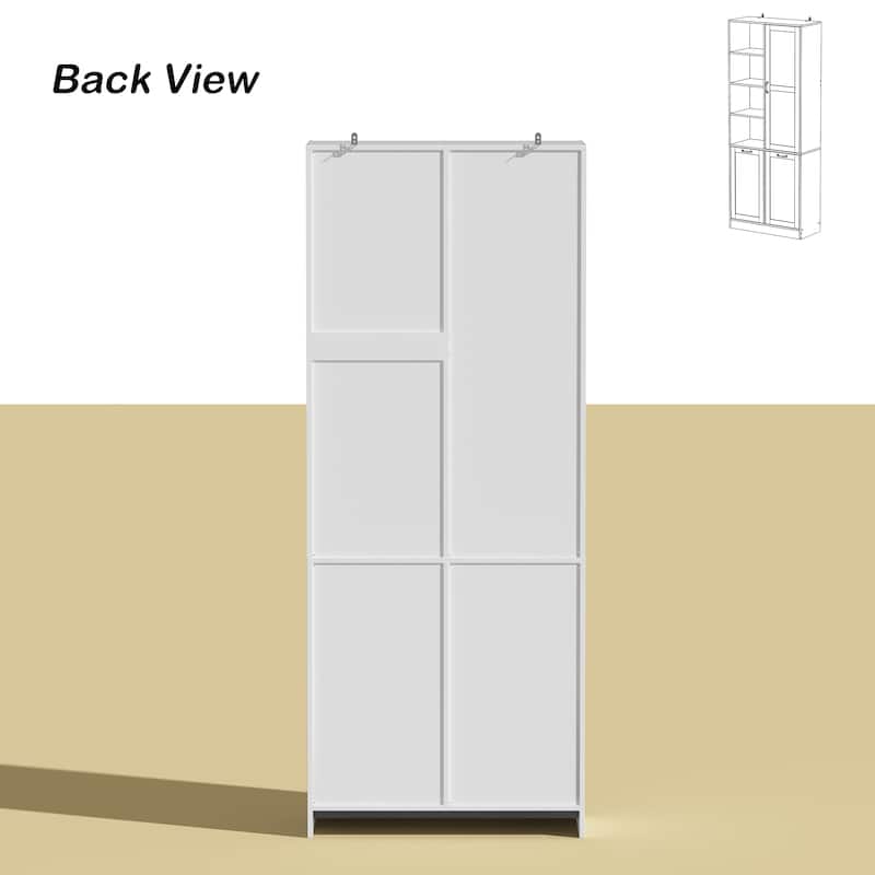 Elegant White Buffet Cabinet with Rotating Drawers Laundry Cabinet