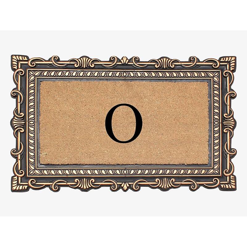 A1HC First Impression Carson Rubber and Coir 24" X 36", Heavy Duty, Easy to Clean Outdoor Monogrammed Doormat - Monogrammed O