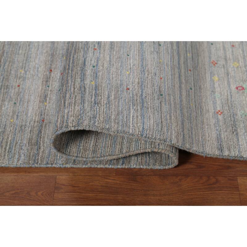 All-Over Striped Gabbeh Oriental Area Rug Hand-Knotted Wool Carpet - 8'2"x 9'9"