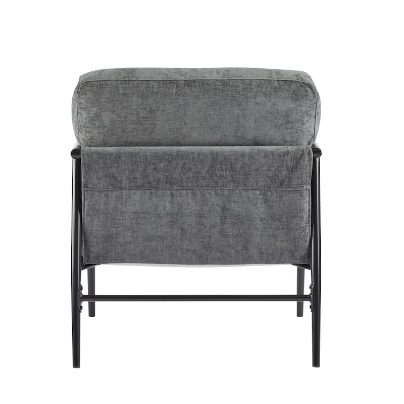 27.56" Modern Accent Chair with Plush Cushions, Metal Frame, and Wooden Armrest Design -for Living Room, Bedroom