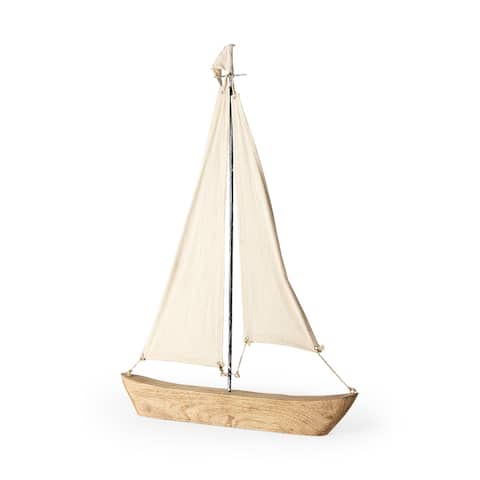 Tartane Brown & Cream Nautical Inspired Sailboat