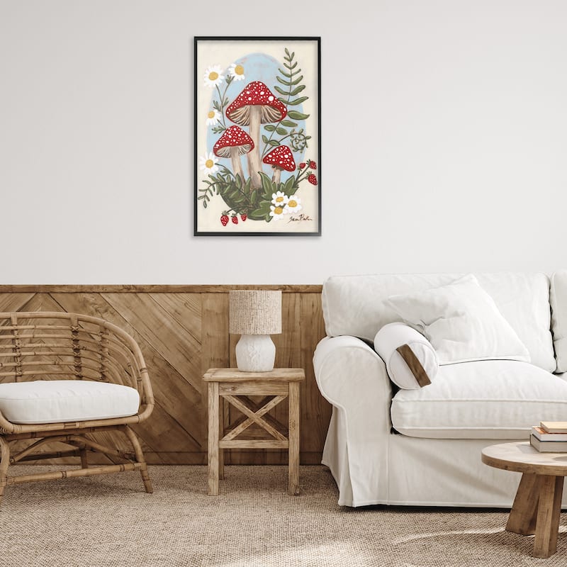 Stupell Cottage Mushrooms & Blooms Framed Giclee Art Design By Sara Baker