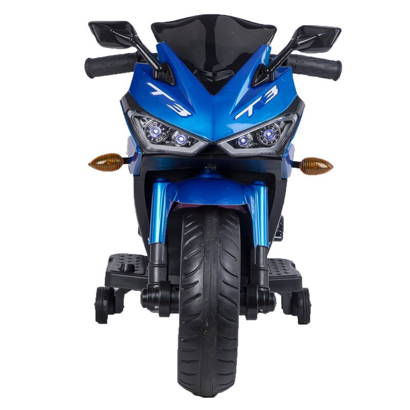 12V Kids Electric Ride-On Motorcycle with Manual Throttle, LED Wheel Lights, Bluetooth Music,Training Wheels - Ride-On car