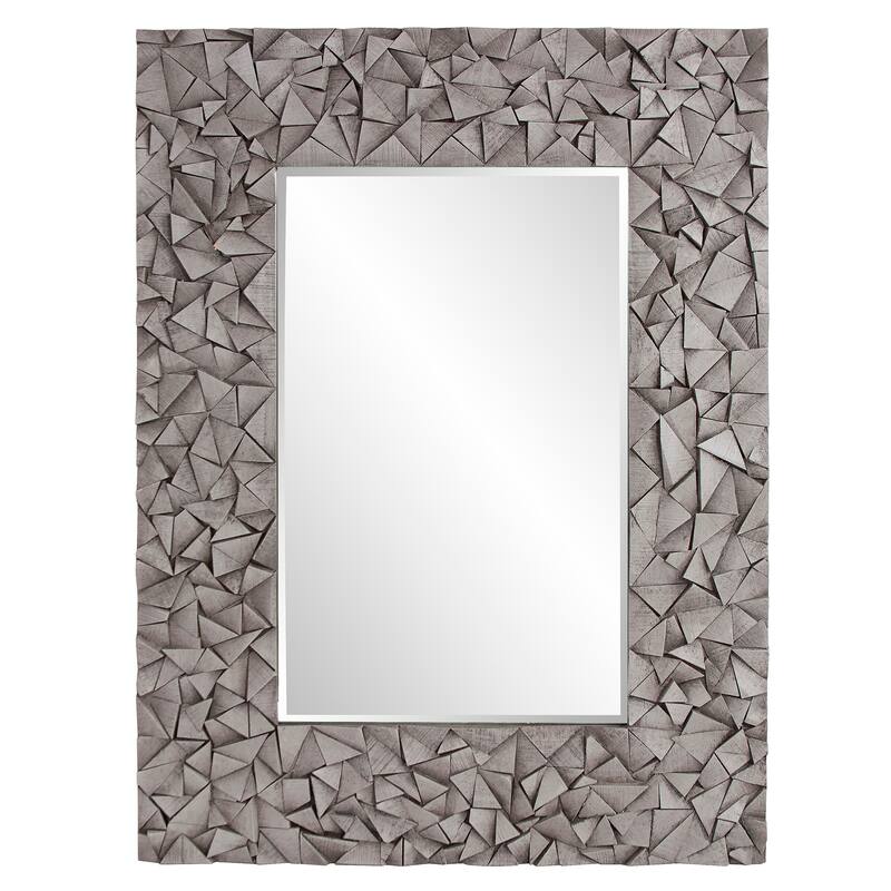 Allan Andrews Gray Rectangular Wall Mirror with Wood Block Mosaic Frame - 48"H x 36"W