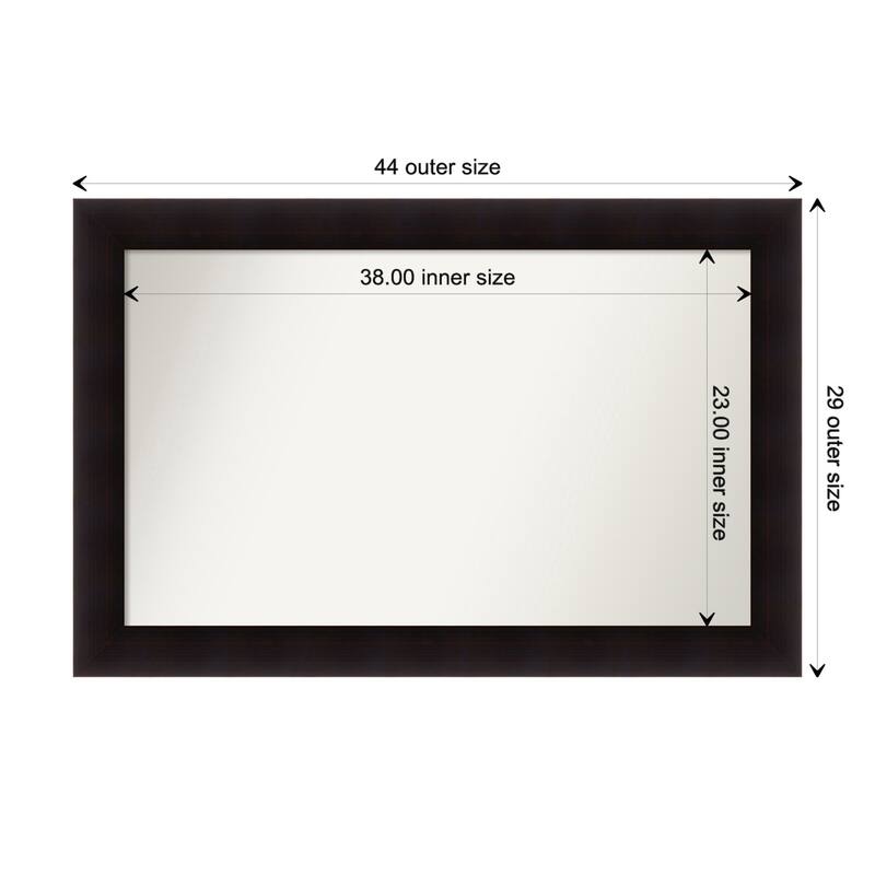 Portico Espresso Framed Non-Beveled Custom Wall Mirror, Bathroom Vanity Mirror - Outer Size: 43.75 x 28.75