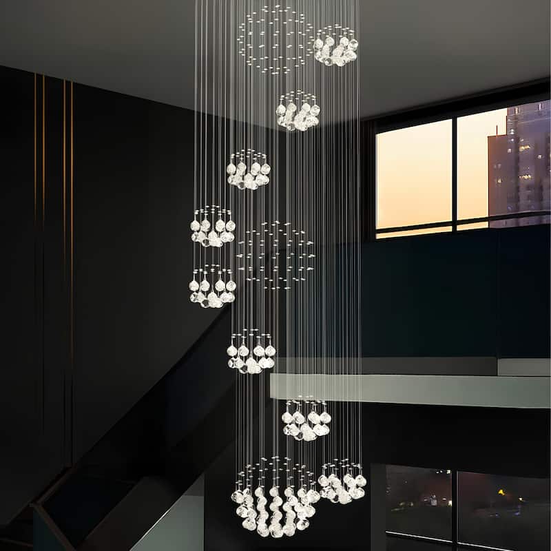 31.5" Modern Crystal Raindrop Chandelier for Living Room, Dining Room and Bedroom, 13 GU10 Lights Required - White