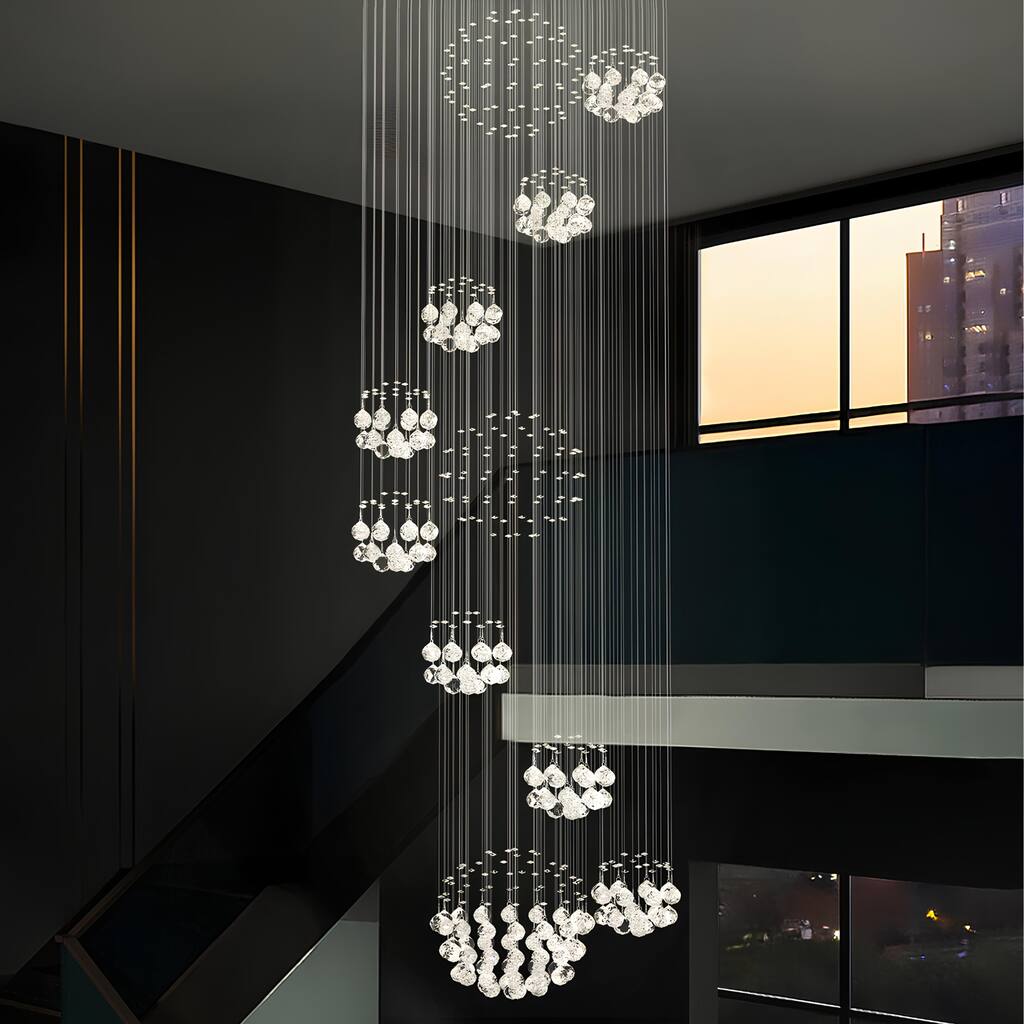 31.5" Modern Crystal Raindrop Chandelier for Living Room, Dining Room and Bedroom, 13 GU10 Lights Required