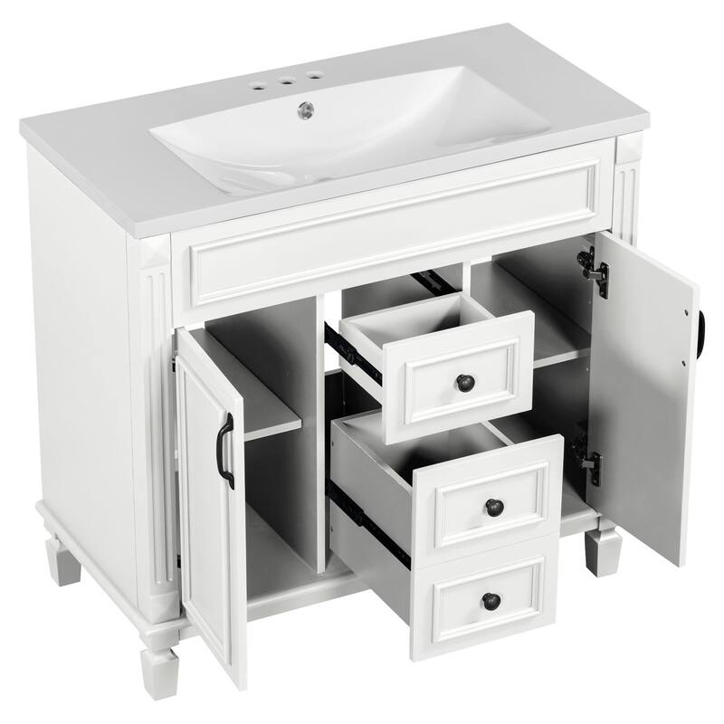 2 Drawers Bathroom Vanity with Top Sink