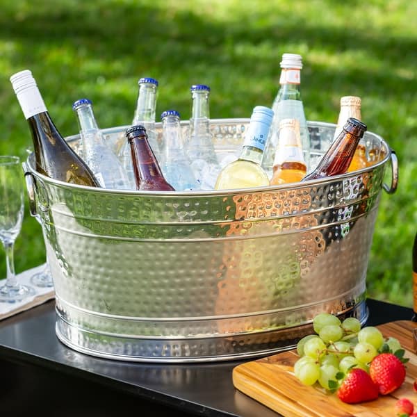 Sol Living Stainless Steel Beverage Tub for Parties Ice Bucket - 6.3 Gallons