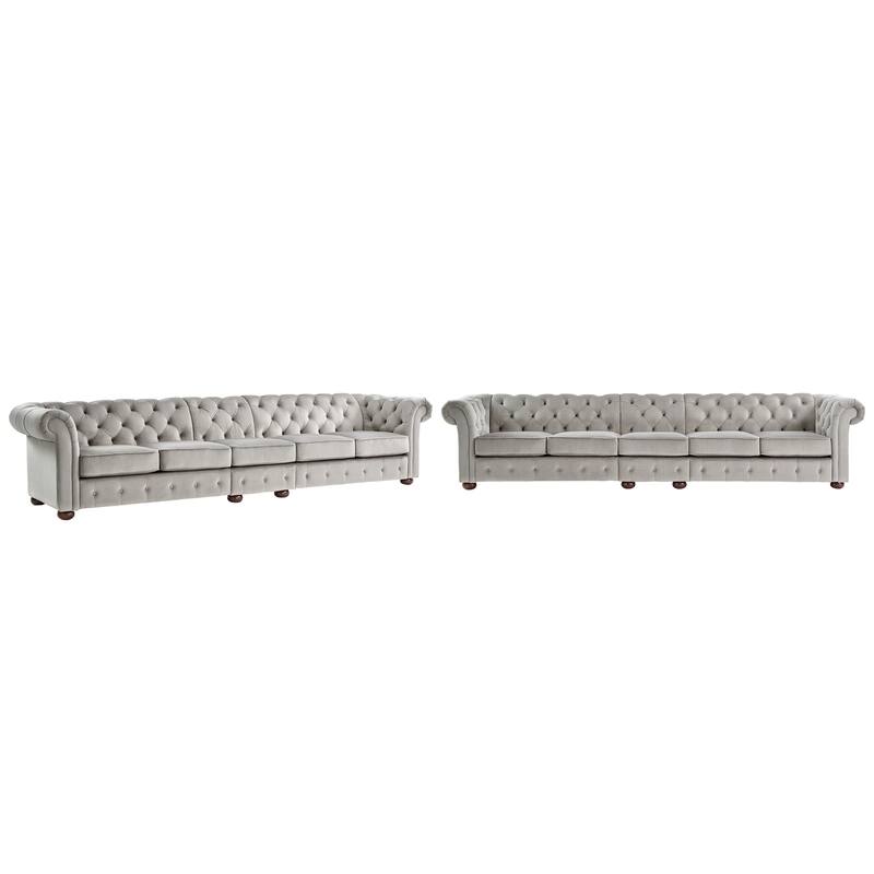 Gdansk Modular Chesterfield Sofa - 5-Seat Sofa - Grey Velvet