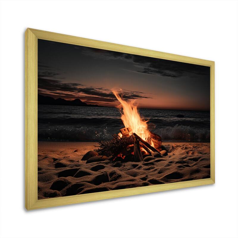 Designart "Beachside Fir At Sunset II" Nautical & Beach Framed Canvas Art Print