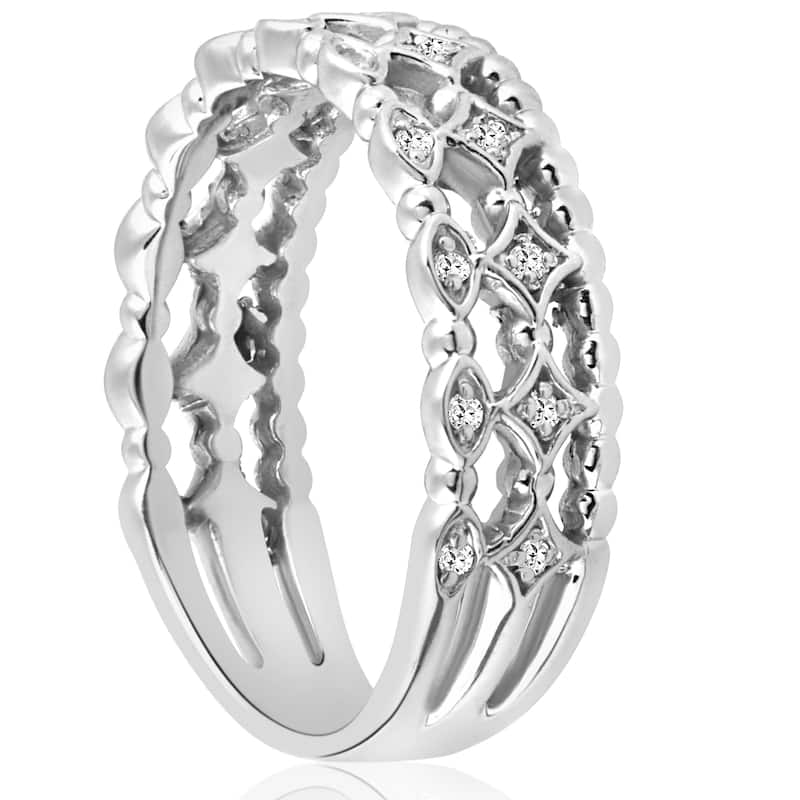 1/8ct Vintage Diamond Stackable Wedding Ring White Gold