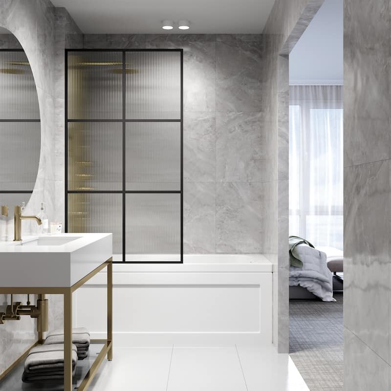 Vigo VG6091FL3462 Ventana 62" High x 33-3/4" Wide Shower Screen Framed
