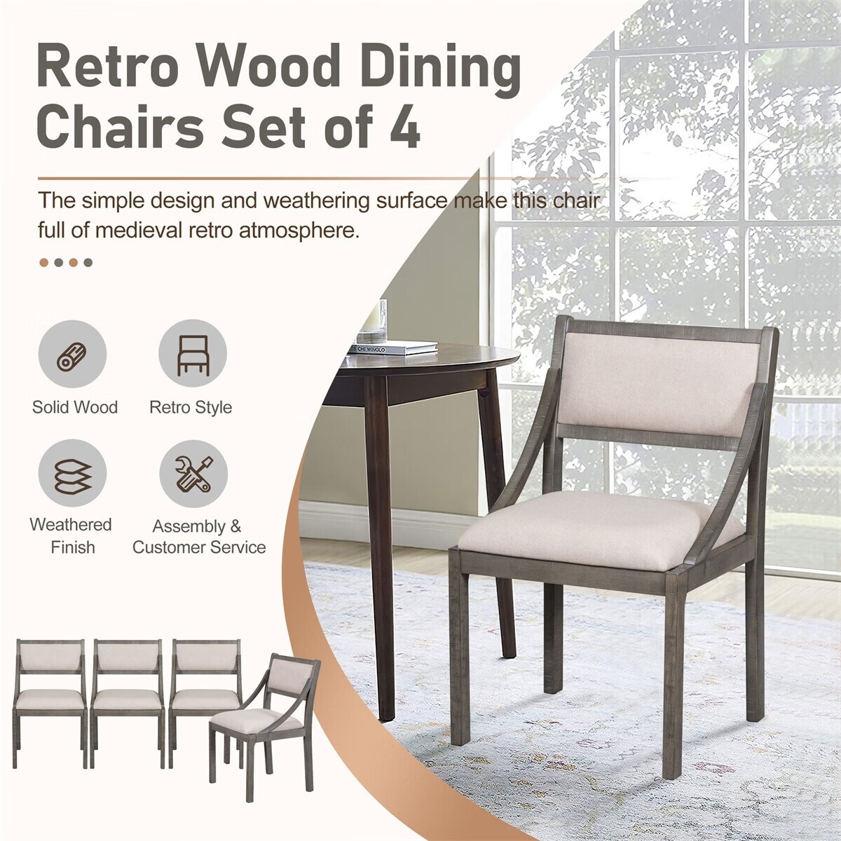 Retro upholstered deals dining chairs