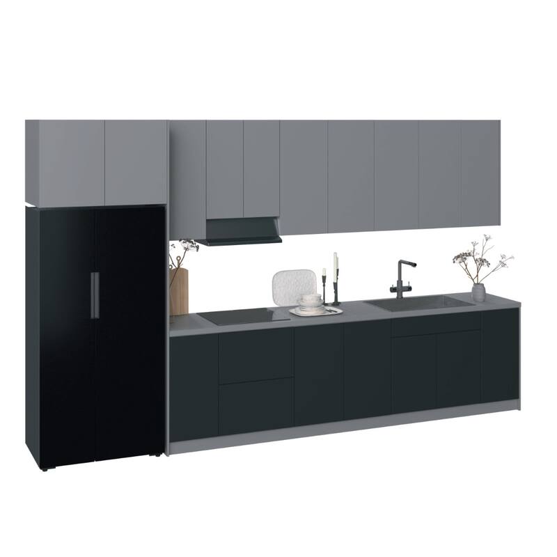 Kitchen Timeless Collection Black & White Gloss Color Base Size 13Ft Wide - 157x24 - Silver