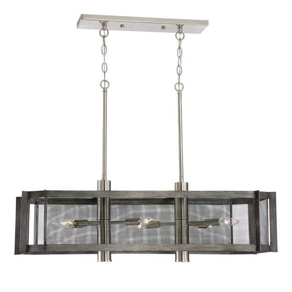 slide 1 of 1, Designers Fountain Baxter 6 Light 35" Wide Single Tier Billiard Weathered Iron