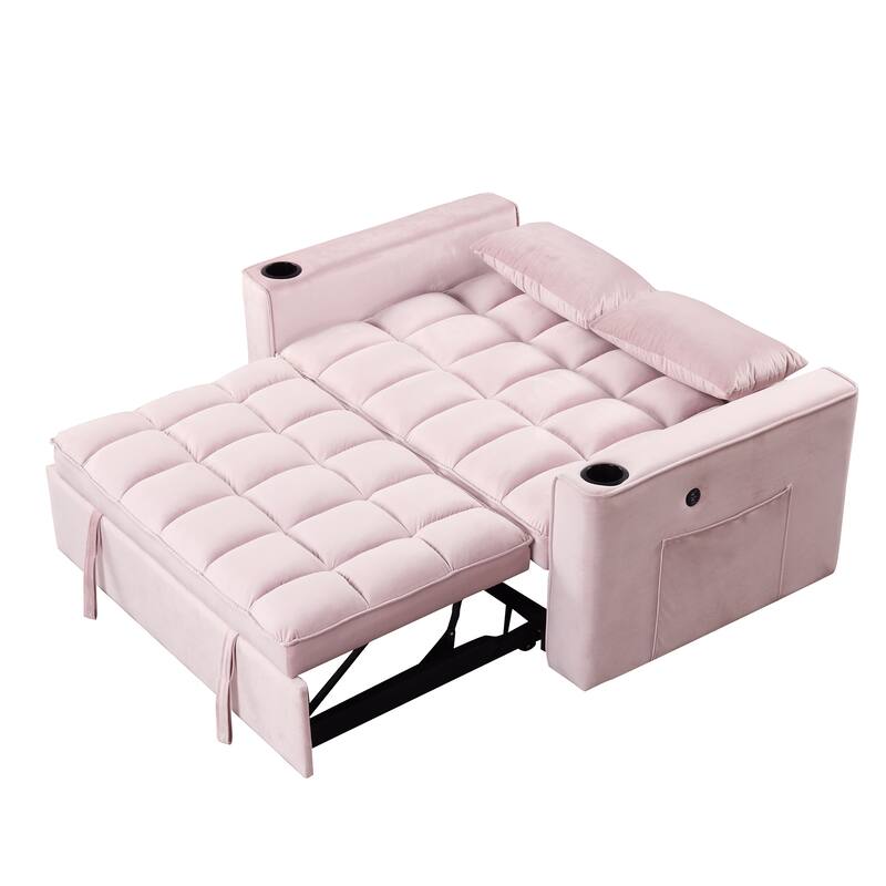 Multi functional Sofa Bed with Cup Holder and USB Port for Living Room