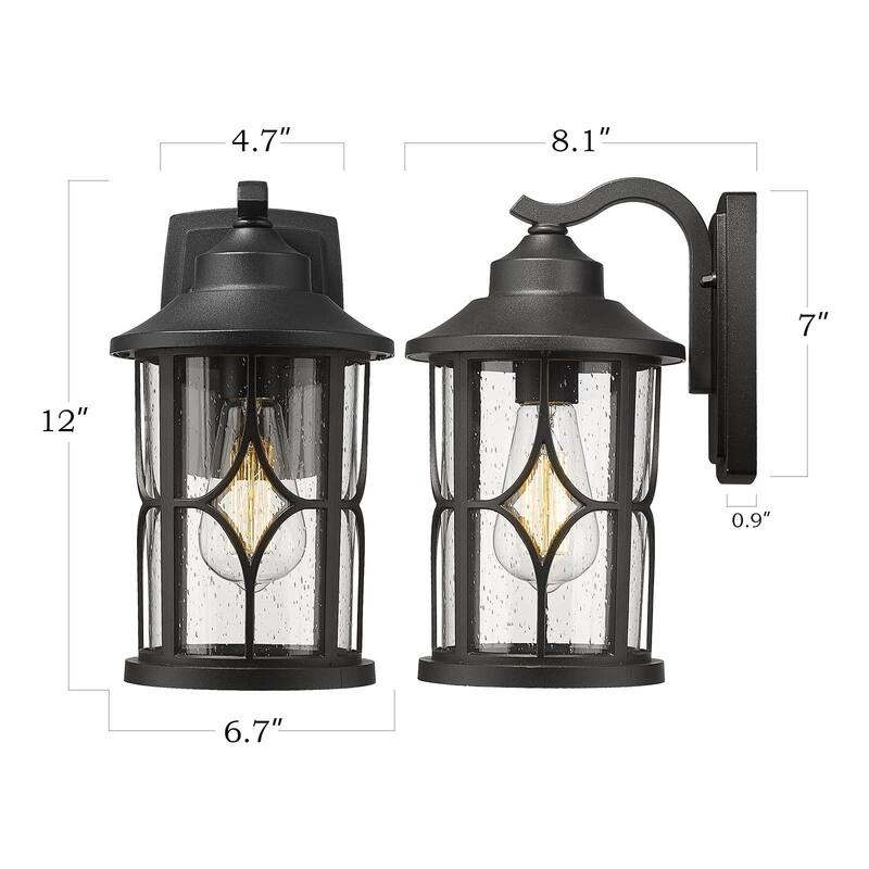 Farmhouse Outdoor Wall Lantern Cast Aluminum with Seeded Glass,Black or White Finish