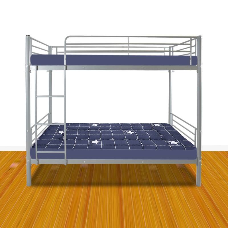 Iron Bed Bunk Bed with Ladder for Kids Twin Size White - Grey