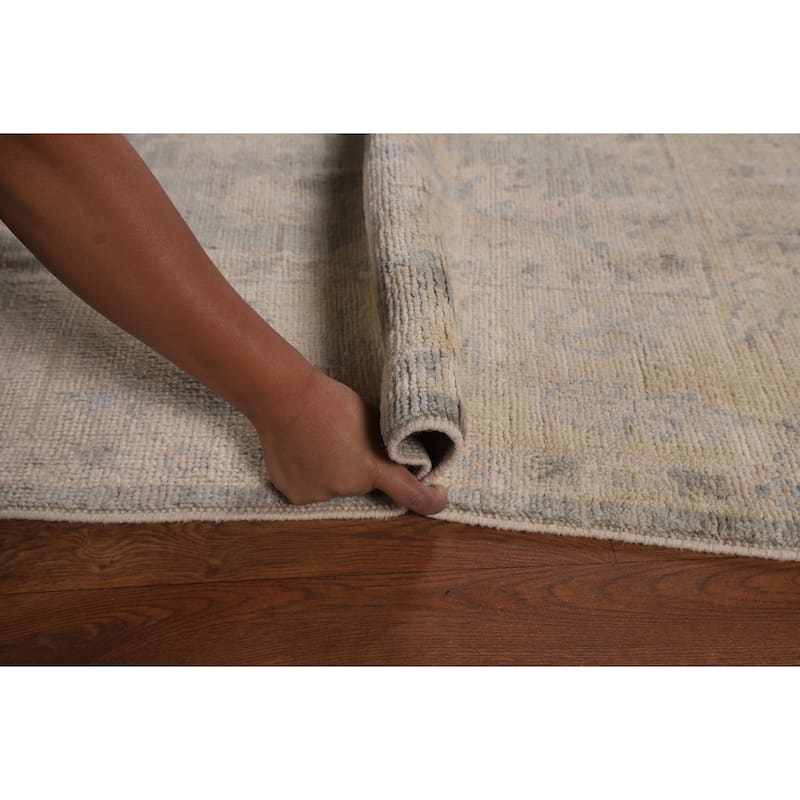 Vegetable Dye Grey Oushak Oriental Area Rug Hand-Knotted Wool Carpet - 6'2"x 9'2"