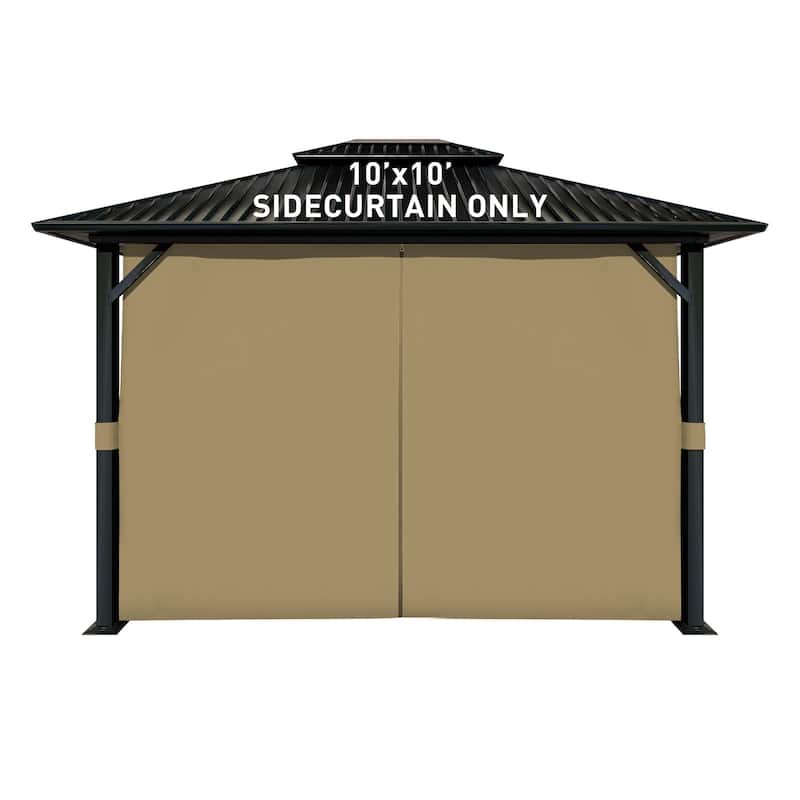 Aoodor 10' x 10' Gazebo Curtain Set，Curtain Only - 10'x10' - Khaki