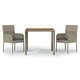 preview thumbnail 69 of 91, vidaXL 3 Piece Patio Dining Set with Cushions Black Poly Rattan - 18.9" x 21.7" x 34.6"