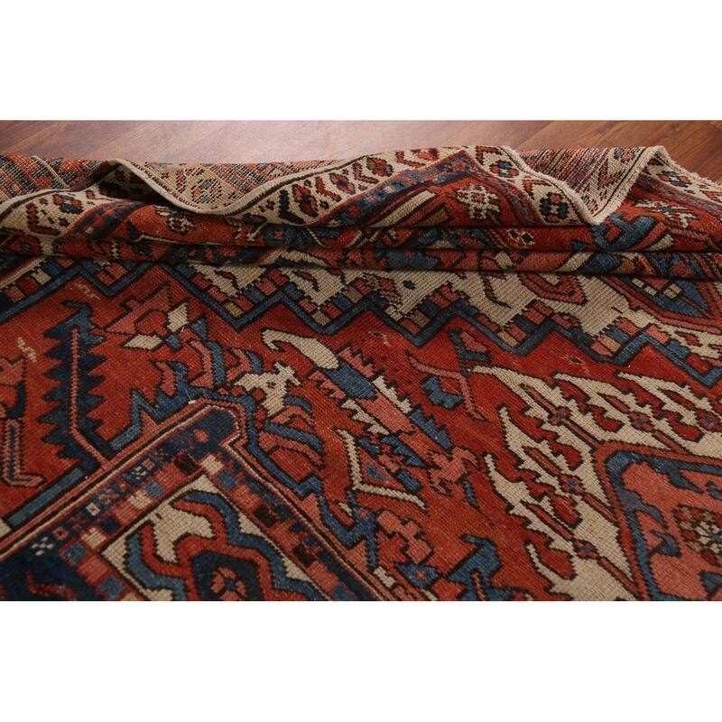 Pre-1900 Antique Heriz Persian Rug Handmade Wool Carpet - 8'11"x 12'5"