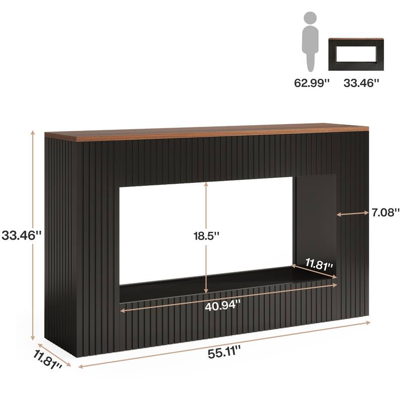 2 Tier Modern Console Table, 55'' Entryway Table with Storage