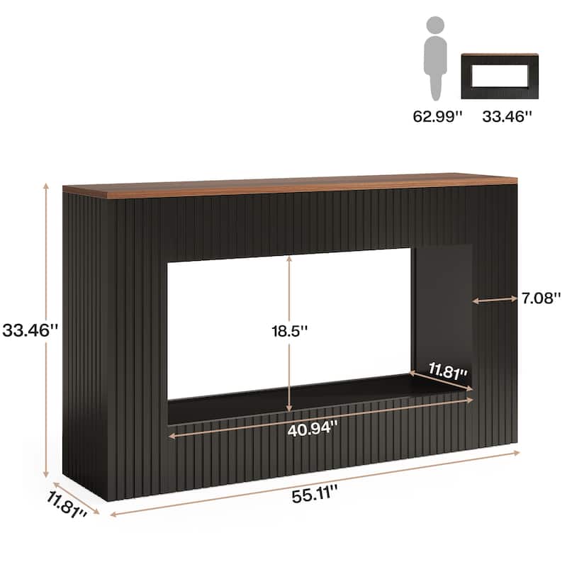 55-Inch Modern Console Table with Storage, 2-Tier Narrow Long Sofa Table Behind Couch Table for Entryway