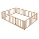 preview thumbnail 7 of 8, Full Floor Bed with Safety Guardrails and Door, Floor Bed for Kids, Wood Kids Floor Beds Frame - Natural