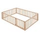 preview thumbnail 25 of 38, Safe Play Area, Full Size Wooden Floor Bed Frame with Fence and Door, Open Design Low Bed for Kids, Without Slats