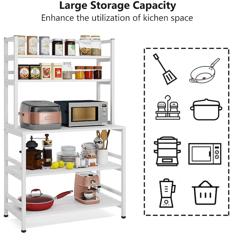5 Tier Bakers Rack with Storage, Kitchen Stand Micorwave Over Cart