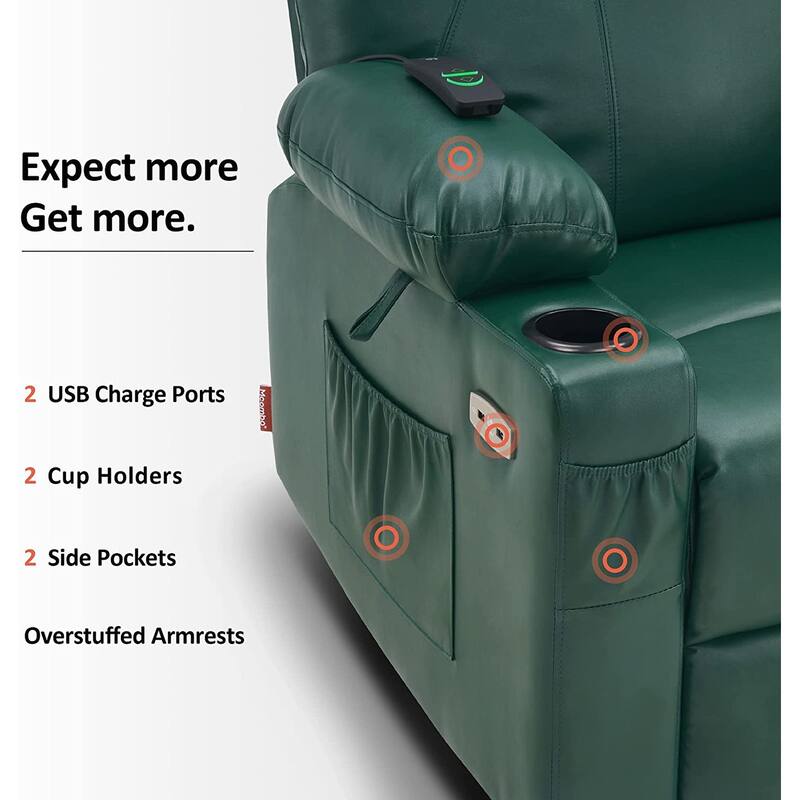 MCombo Electric Power Lift Recliner Chair Sofa with Massage and Heat, 3 Positions, USB Ports, Faux Leather 7040