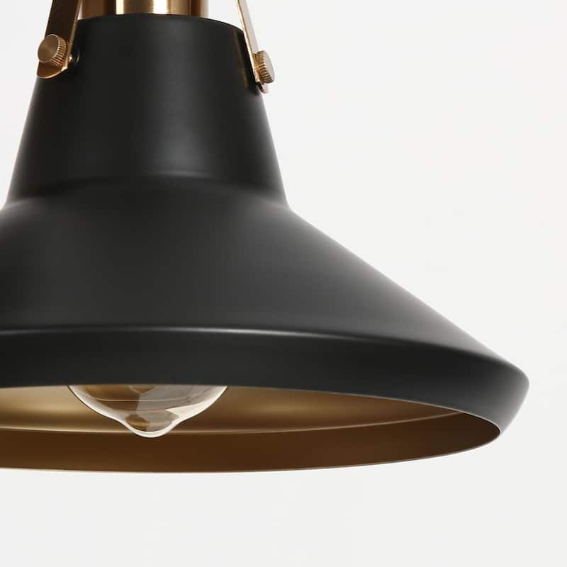 Modern Farmhouse 5-Light Black Brass Metal Chandelier with Bowl-Shaped Pendant Lights for Kitchen Dining Room - 20" D x 7" H
