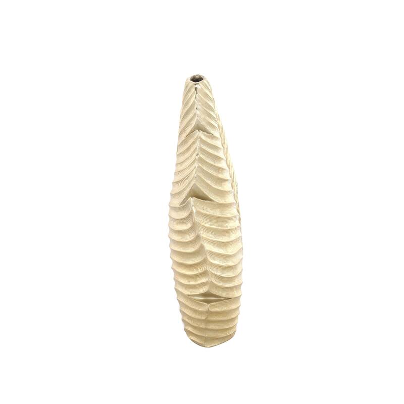 Polystone Leaf Curved Metallic Decorative Vase - Gold - Roche River Decor