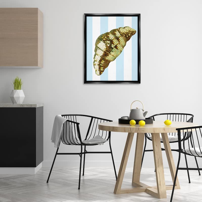 Stupell Disco Croissant & Blue Stripes Framed Floater Canvas Wall Art Design By Lil' Rue