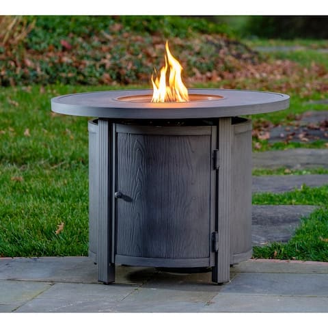 Spirit 34" Round Gas Fire Pit Chat Table with Clear Glass Fire Beads - 34" Round