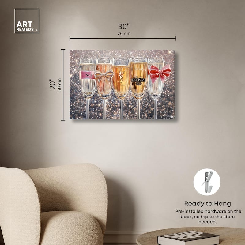 Champagne Glasses Glitz Canvas by Art Remedy, Gallery Wrapped
