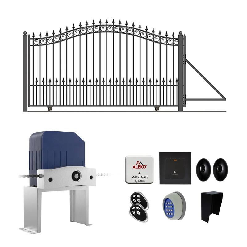 ALEKO Yard Steel Single Sliding 16 ft Driveway Gate Prague Style with ...