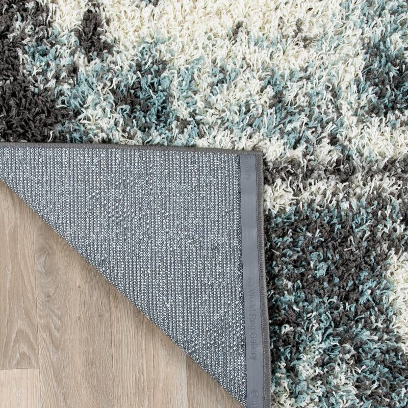 World Rug Gallery Modern Abstract Soft Plush Shag Area Rug