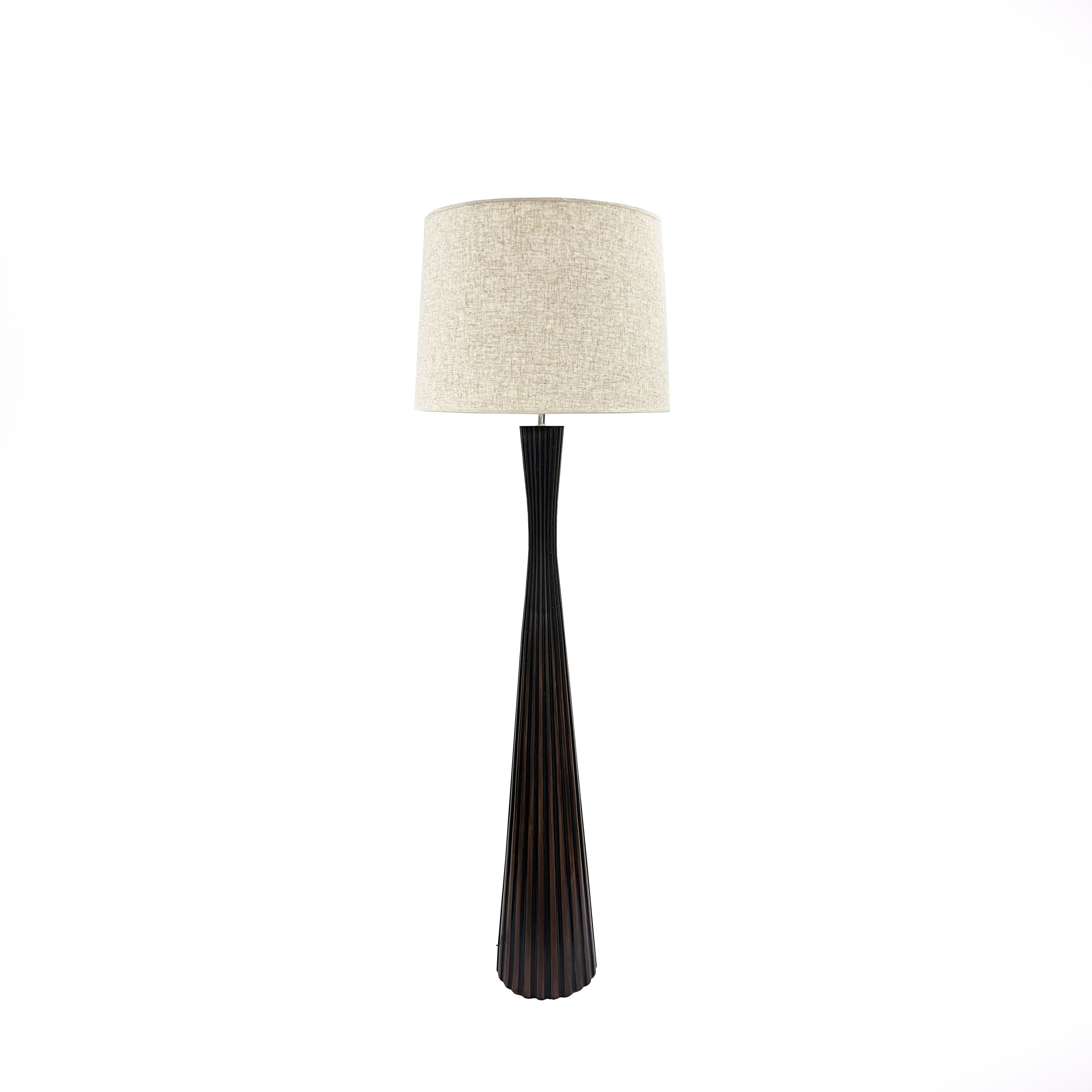 Aria Home Black Fluted Resin Floor Lamp with Linen Shade Perfect for Living Room