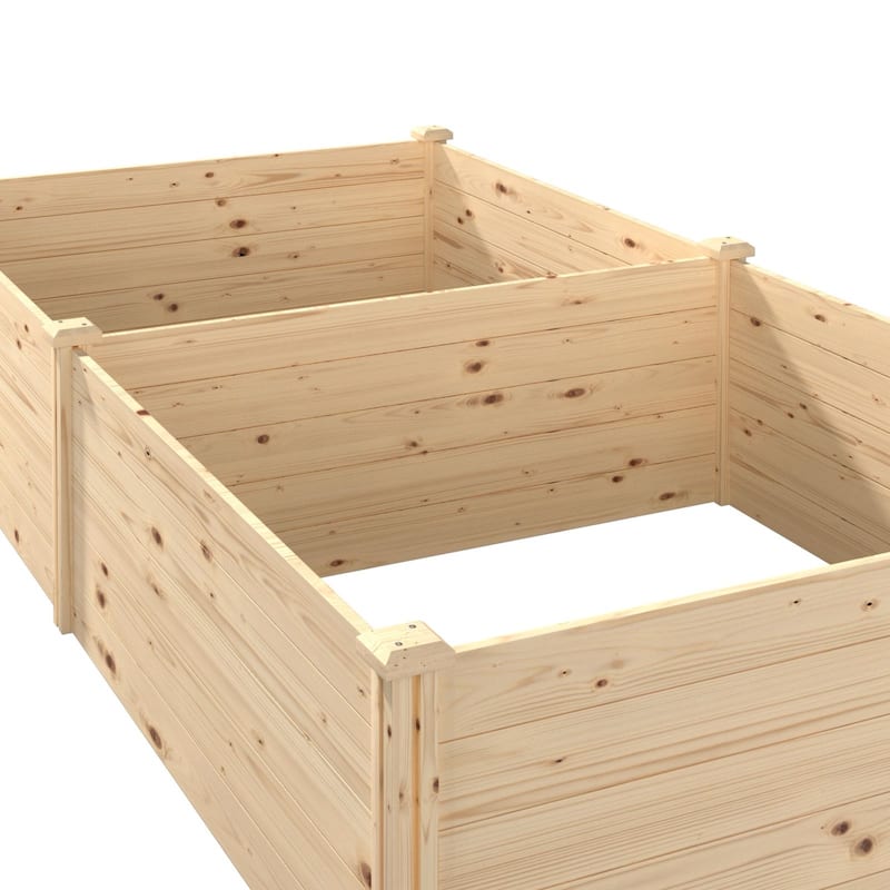 VEIKOUS Natural Wood Raised Garden Bed, Outdoor Planter Box for Vegetables, Flowers, Herbs, Natural Brown