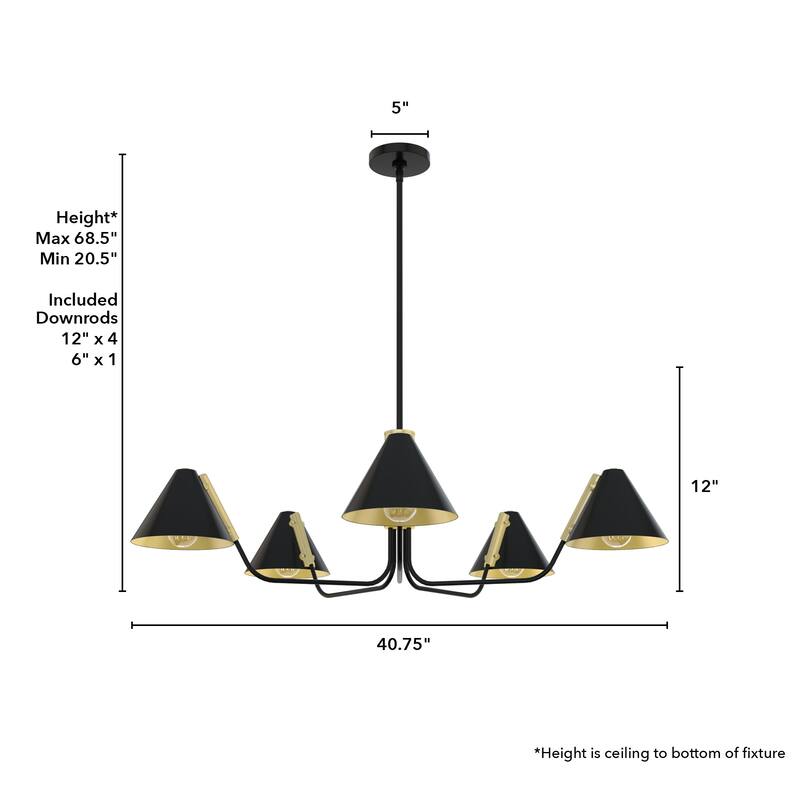 Hunter Grove Isle 5-Light Chandelier, Dining Room, Entry, Mid-Century Modern, Geometric